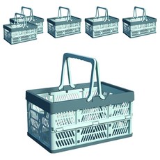 BANGJIASHI 手提摺疊收納籃 可疊收納籃 堆疊收納籃 小號, 藍色, 6個