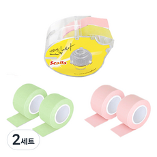 스칼라 핑크 디스펜서 + 옐로우 디스펜서 + 그린 리필 테이프 2p + 핑크 리필 테이프 2p 세트 24mm, 혼합색상, 2세트
