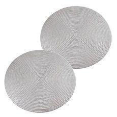 Solid Room 峇里島圓形餐墊 2入, 銀色, 38 x 38 cm