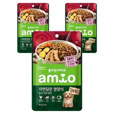 풀무원아미오 전연령 강아지 자연담은 영양식 습식사료, 닭, 50g, 3개