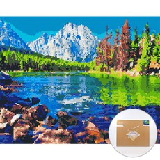 아트조이 DIY 보석 십자수 캔버스형 50 x 40 cm, 생명의호수, 1세트