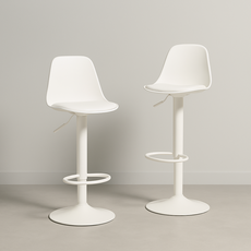 하비티 모던 인테리어 파우더코팅 컴포트 발걸이형 홈바의자, 화이트, 2개