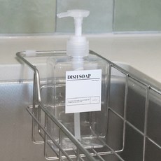 사각 디스펜서 슬림용기 280ml + 방수 라벨스티커, 1세트, 투명