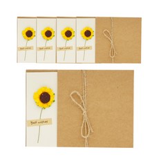 Donna&deco 克洛伊信紙 + 牛皮紙信封 + 花朵裝飾, 向日葵, 5套, 5個