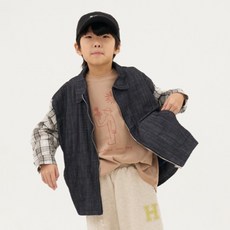 男童Pijo丹寧格紋襯衫外套