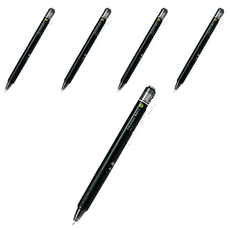 先導油筆敲擊式摩擦 0.5mm, 黑色, 5個