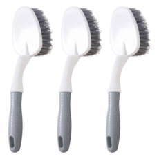 百貨King 長柄清潔刷, 尾部開孔設計 方便吊掛 隙縫清潔 硬毛刷頭, 顏色隨機, 3支