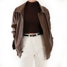 닷이프 여성용 센치 루즈핏 레더 자켓