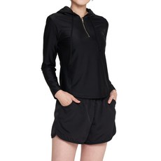 ILIKAI 女款黑色時尚連帽防磨衣 + 褲子套組