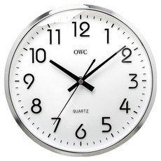오더블유씨 심플 무소음 오피스 벽시계 260 OT632PL, 실버