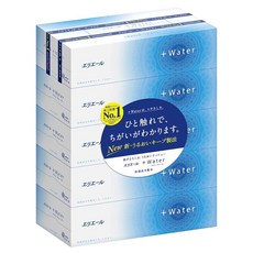 elleair 艾黎艾爾 +Water水潤柔感抽取面紙 180抽 保濕柔膚 100%純紙漿 日本原裝進口, 5盒, 1組