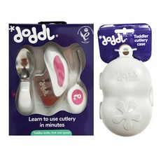 doddL 人體工學兒童學習餐具組, 草莓紅, 刀子 + 叉子 + 湯匙 + 攜帶盒, 1組