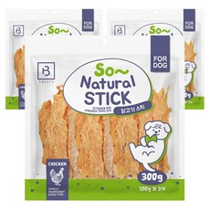 브리더랩 강아지 쏘내추럴 바삭한 스틱 간식, 닭고기, 300g, 3개