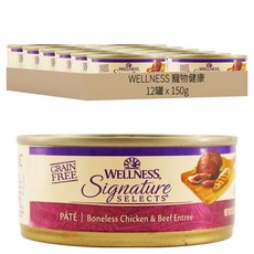 WELLNESS 寵物健康 SS 名廚特選主食罐 貓用, 鮮雞肉泥 + 牛肉泥, 150g, 12罐
