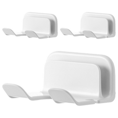 懶角落 壁掛吹風機置物架, 太空鋁材質, 防水防鏽, 超強耐重, 白色, 3個