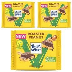 Ritter Sport 烘烤花生巧克力, 100g, 3個
