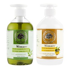 Mimare 奧勒岡精油洗髮沐浴露500ml+蜂蜜蘆薈潤膚乳500ml 溫和清潔保濕 適用各種膚質, 2瓶