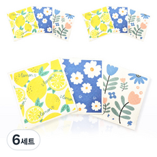 Witchcook 優異吸水力 花朵與檸檬圖案 纖維素抹布 3件組, 6套