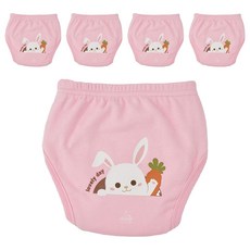 agazzang 嬰幼兒用 Friendly 6層如廁訓練褲, 粉紅色兔子, 5個