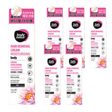 바디네이처 모이스처라이징 바디 센시티브 스킨 위드 로터스 플라워 제모크림 팔/다리용, 100ml, 6개