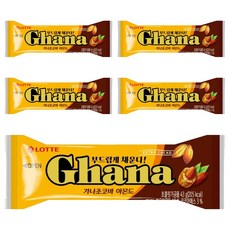 LOTTE 樂天 Ghana 加納 巧克力杏仁棒, 43g, 5條