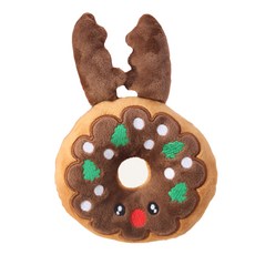 Little poppet 小小毛孩 寵物玩具發聲甜甜圈 棉布材質, 13cm, 聖誕老公公, 1個