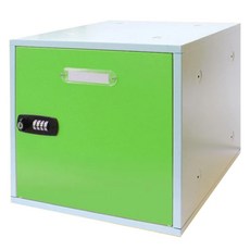 Patriot 愛國者 組合式置物櫃 LOC-1, 35x35x35公分, 淺灰櫃身, 綠/紫/紅/桃紅/黃/青綠/水藍 櫃門, 青綠色, 1個