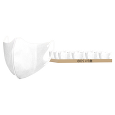 咪咪購物 3D成人立體口罩, 80片, 5盒, 白色