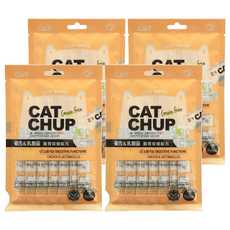 CAT CHUP 喵洽普 貓咪肉泥 不含穀物 腸胃保健配方, 雞肉 + 乳酸菌, 雞肉 + 乳酸菌, 98g, 4袋