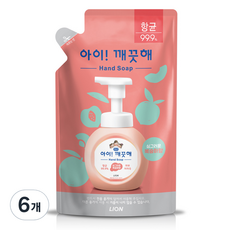 LION 獅王 趣淨 保濕洗手慕斯補充包 蜜桃香, 200ml, 6包