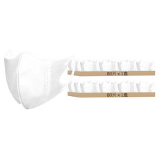 咪咪購物 3D成人立體口罩, 80片, 2盒, 白色