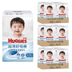 HUGGIES 好奇 超薄舒吸褲 褲型尿布 褲型紙尿褲 9~14kg 39576, L, 528片