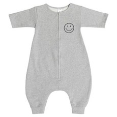 Alstro 微笑圖案素色長袖連身睡衣