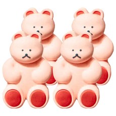 沐慕家居 靜音小熊門把防護套, 草莓色 4入, 6 x 2.2 x 3.9cm