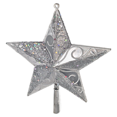 亮粉樹頂星 塑膠材質, 23 x 21cm, 銀色, 1組