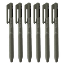 Pentel 飛龍文具 Calme 靜暮 三用輕油性筆, 皮革質感握柄 0.5, 卡其桿, 6支