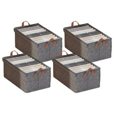 BangJiaShi 幫家適 帶蓋摺疊衣物收納盒 485g, 灰色, 4個