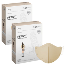 아에르 키즈 피크 라이트 보건용마스크 XS KF80, 50개입, 라이트베이지, 2개