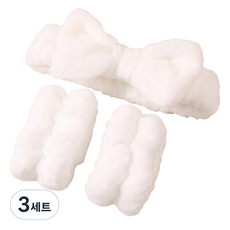 조앤제이 리본 손목밴드 + 세안밴드, 화이트, 3세트