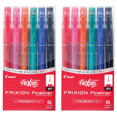 PILOT 百樂 FRIXION 代針筆 0.45mm 6支組 SFFL-72F-6C, 紅色, 粉紅色, 橘色, 綠色, 藍色, 黑色, 2套