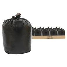 LIVENS 黑色垃圾袋, 60L, 200個