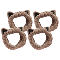 喵汪森林 貓耳造型洗臉髮帶, 咖色, 4個