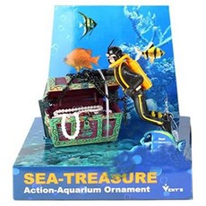 AQUAB 水族箱 觀賞魚 寶箱 潛水員 裝飾 黑色, 1個