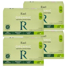 라엘 올그린 순면 유기농 생리대 날개형, 대형, 10개입, 4개
