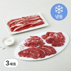 레커컷 호주산 소고기 모듬구이용 안심추리 + 갈비살 + 부채살 + 차돌양지 세트 (냉동), 800g, 3세트