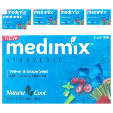 Medimix 印度藍寶石沁涼美肌皂，含岩蘭草、葡萄籽、薄荷, 125g, 6個