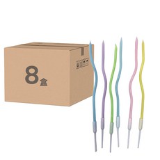 金屬彩色曲線生日蛋糕蠟燭盒裝 Set 6支, 25G, 8盒