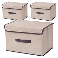 Salrim Manyeo 可折疊佈藝收納盒 L, 象牙白, 3個