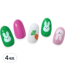 힙칙 네일드 잇 세미 큐어 젤 네일 스트립 세트, 처비 바니, 4세트