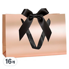 마켓감성 고급 리본 종이가방, 로즈골드, 16개
